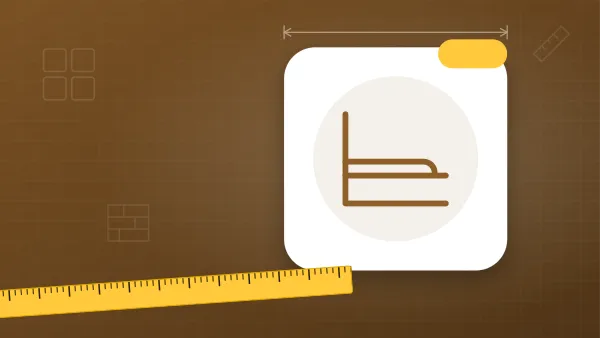 Illustration of a baseboard profile on a flooring & tile blueprint background with a measuring tape