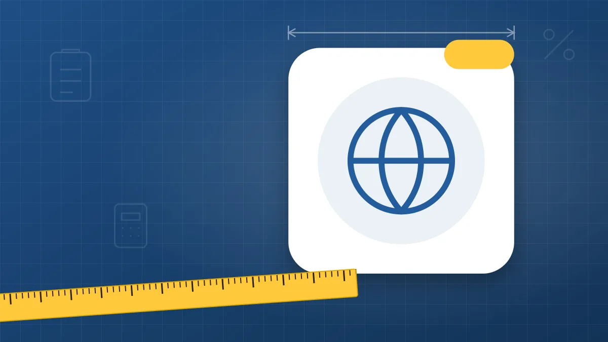 Illustration of a globe on a for pros blueprint background with a measuring tape