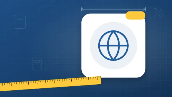 Illustration of a globe on a for pros blueprint background with a measuring tape