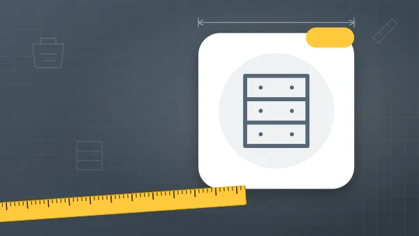Illustration of a drywall sheet with screws on a concrete & walls blueprint background with a measuring tape
