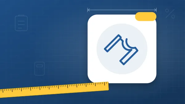 Illustration of a wrench on a for pros blueprint background with a measuring tape