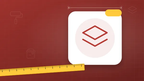 Illustration of stacked layers on a painting blueprint background with a measuring tape