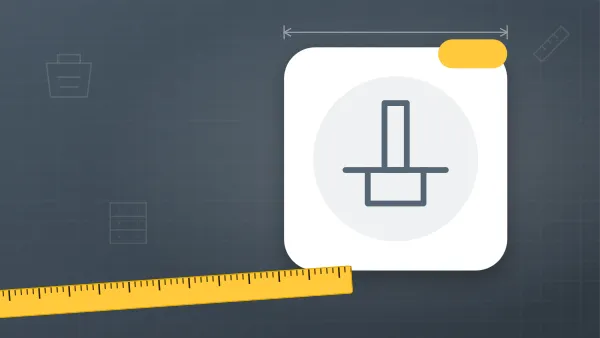 Illustration of a post set in the ground on a concrete & walls blueprint background with a measuring tape