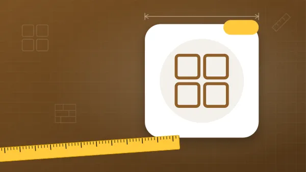 Illustration of square tiles on a flooring & tile blueprint background with a measuring tape